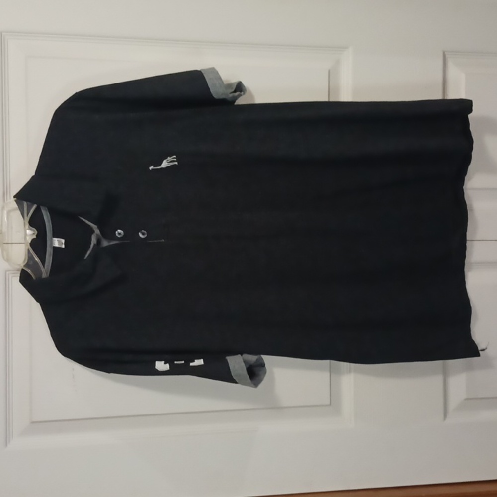 H2H heavyweight short sleeve cotton knit polo jersey - black/grey/white - L